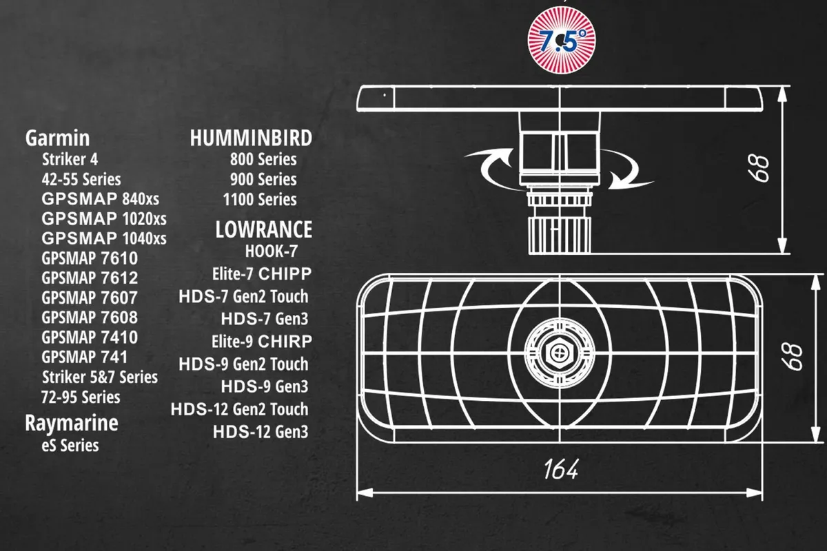 Fishfinder mount for PVC or hard surface 7''-9'' - Image 4