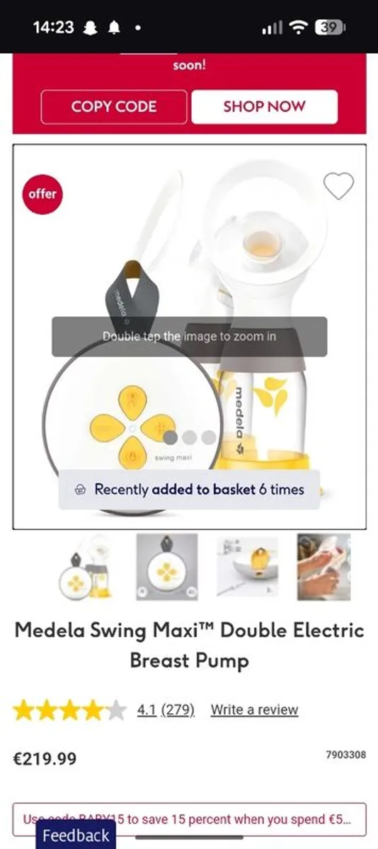 Medela Swing Maxi Double Electric Breast Pump - Image 3