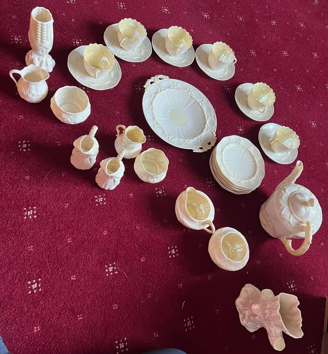 Beleek China Set With Green Shield Stamp - Image 3