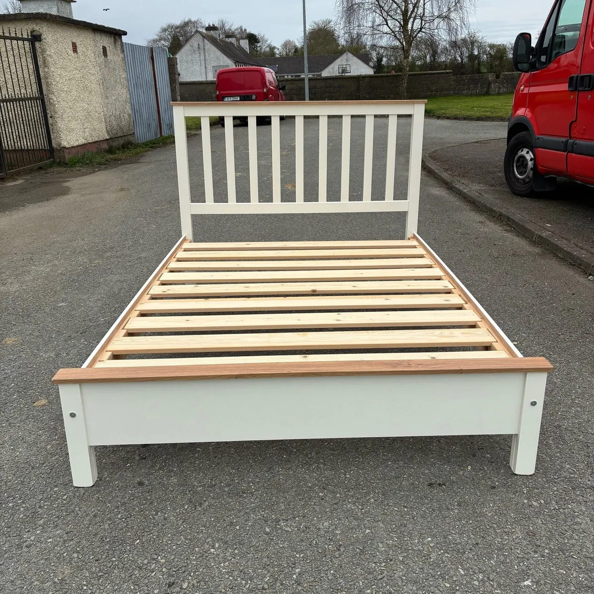 Solid Pine & Cream Double Bed Frame - Image 1