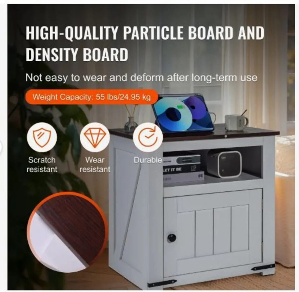 Farmhouse End Table, Square Night Stand - Image 3