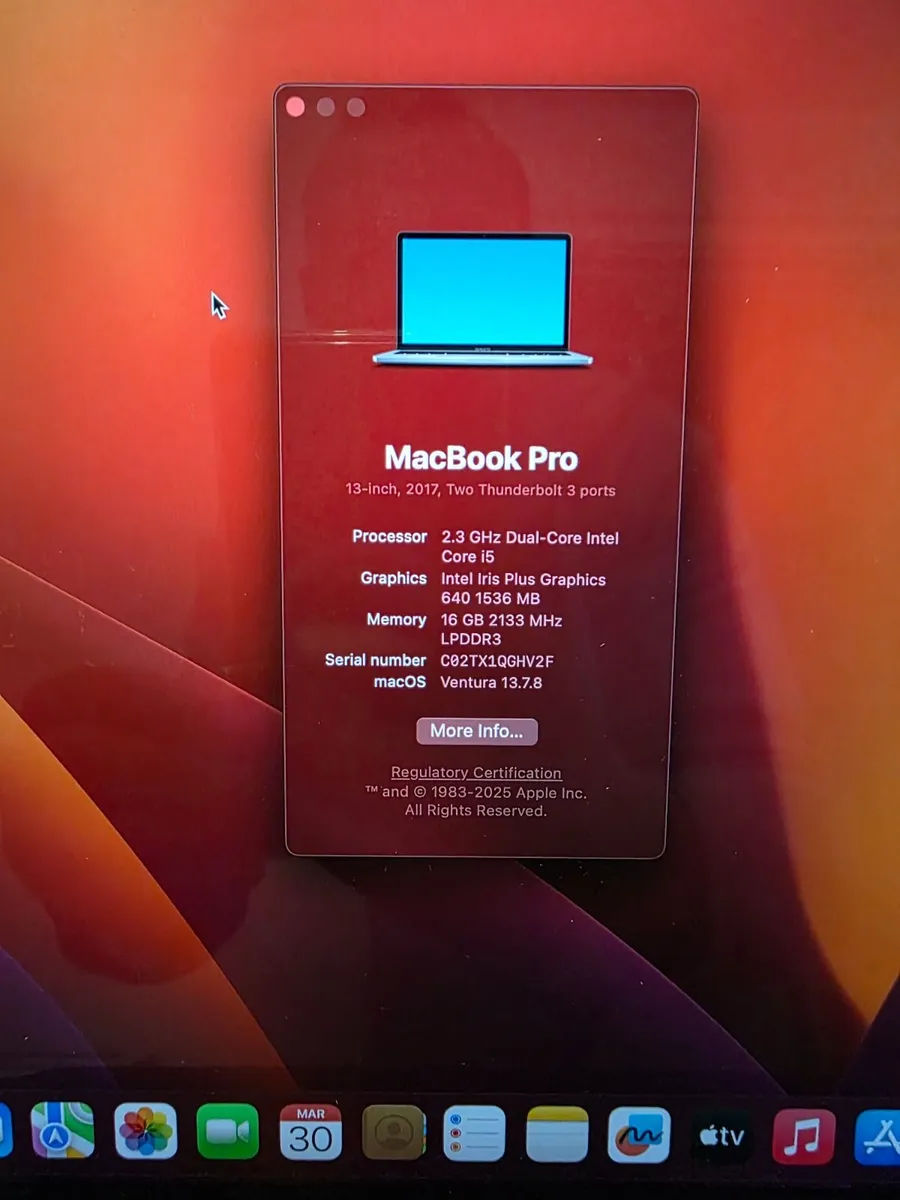 Apple A1708 13" Macbook Pro 2.3GHz Intel i5 16gb - Image 2