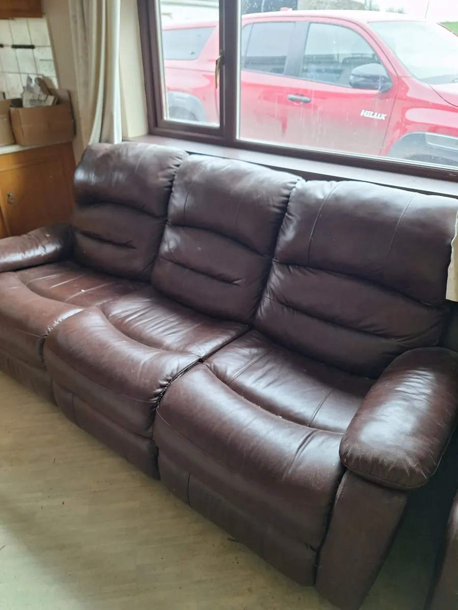 Leather sofa and arm chair - Image 1