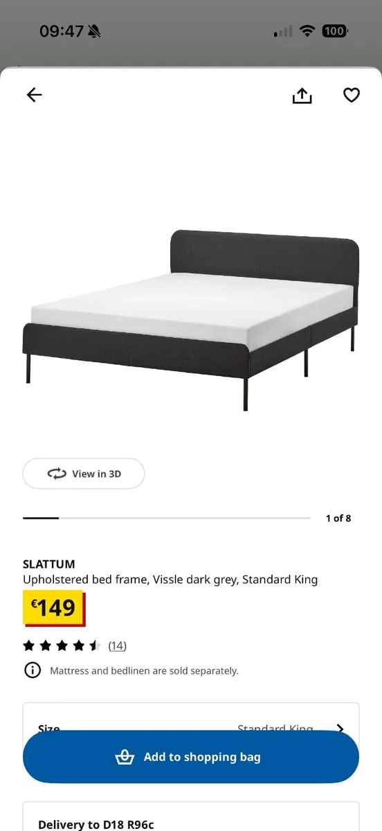 Bed + mattress + bedside - Image 2