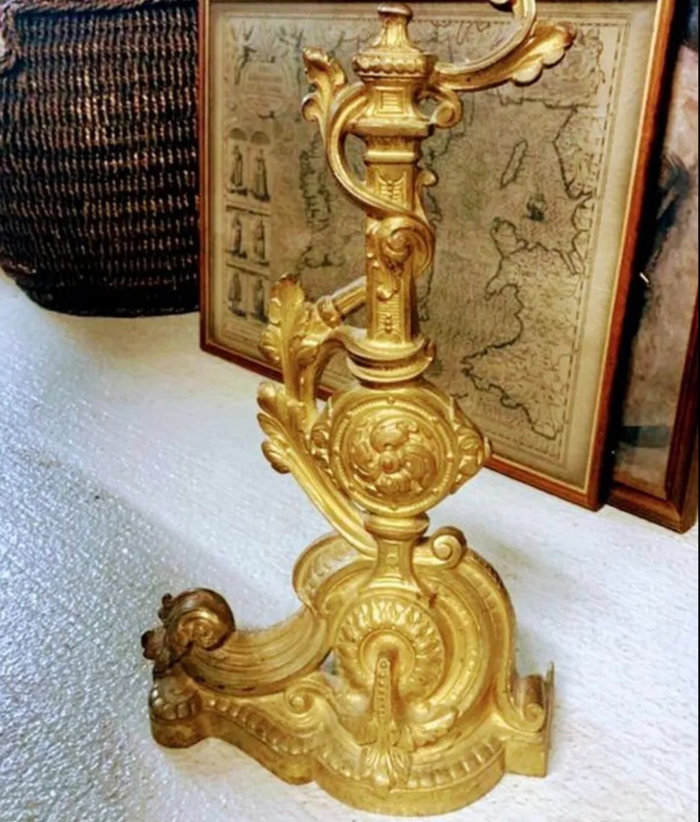 19th century French Brass Fire Dogs - Image 2