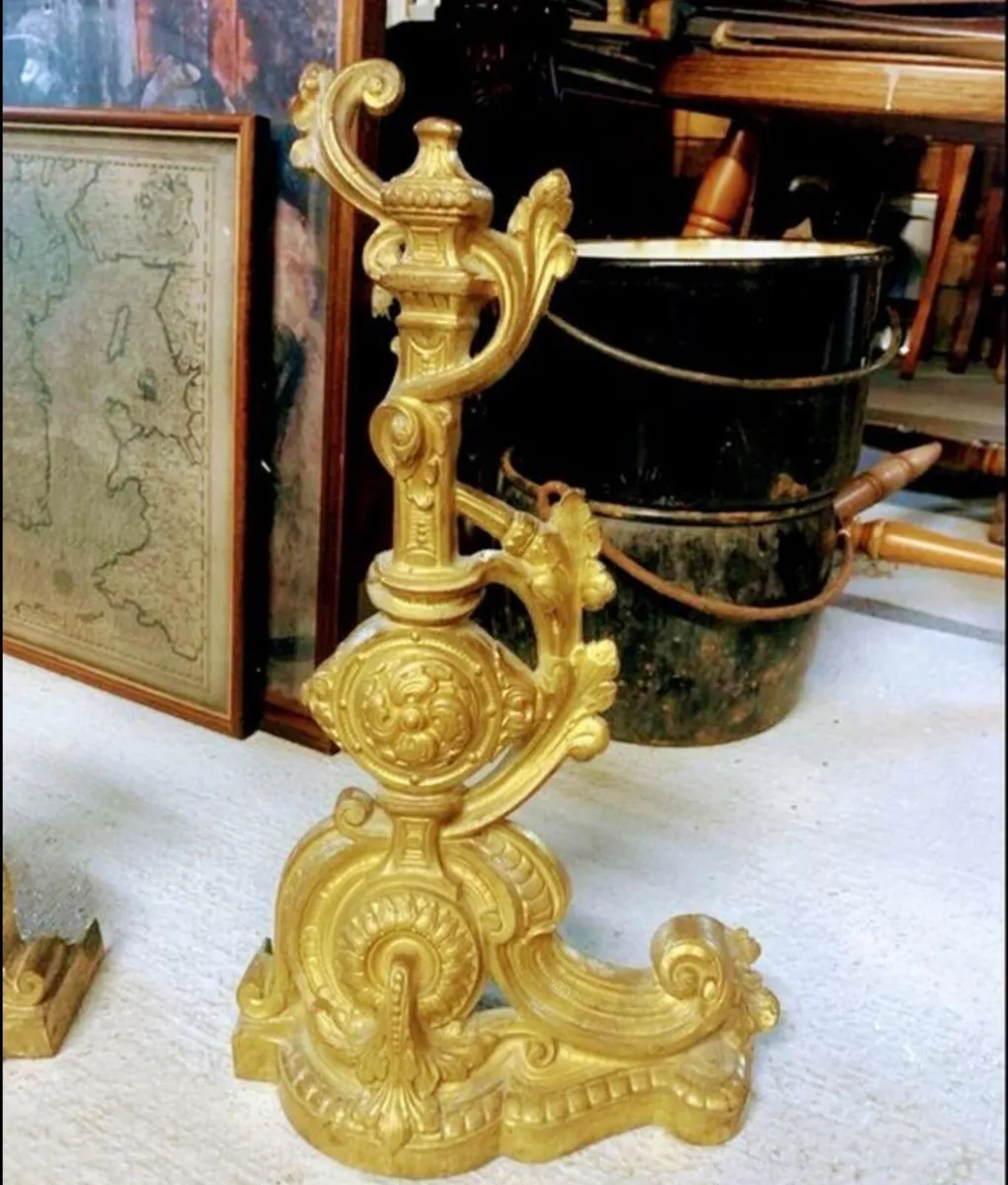 19th century French Brass Fire Dogs - Image 3