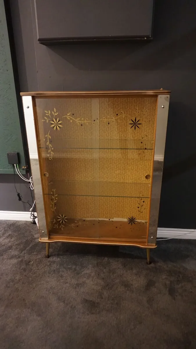 Mid Century Glass Sliding Door Display Cabinet - Image 1
