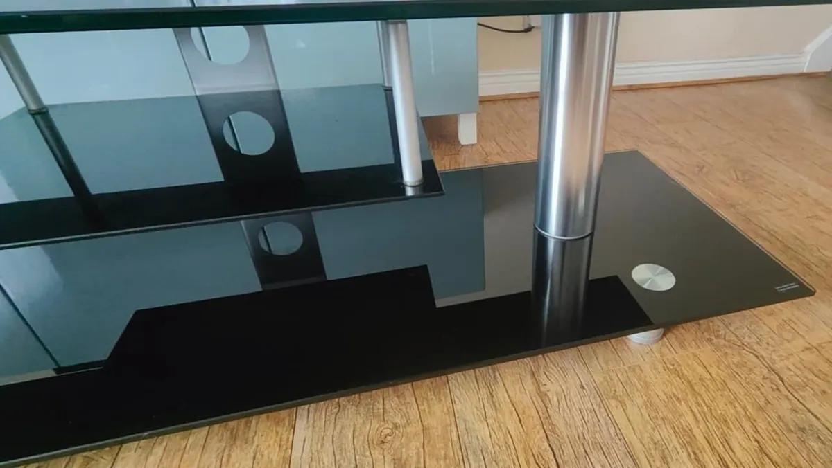 Glass TV Bench / TV Stand (150cm x 50cm, Black Smo - Image 2