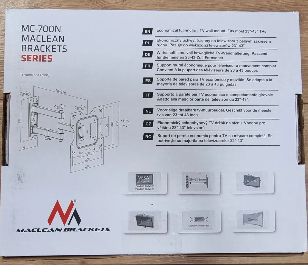 TV Wall Mount Bracket Swivel Full Motion 23-43" - Image 2
