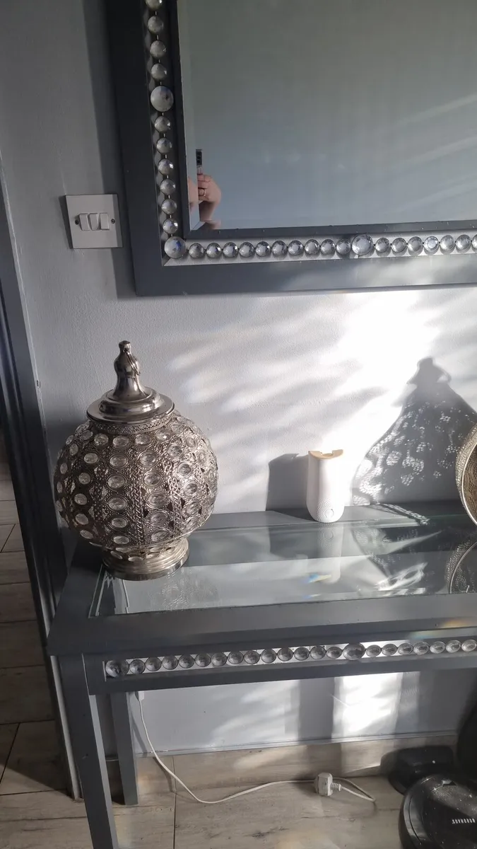 Grey hall table with mirror