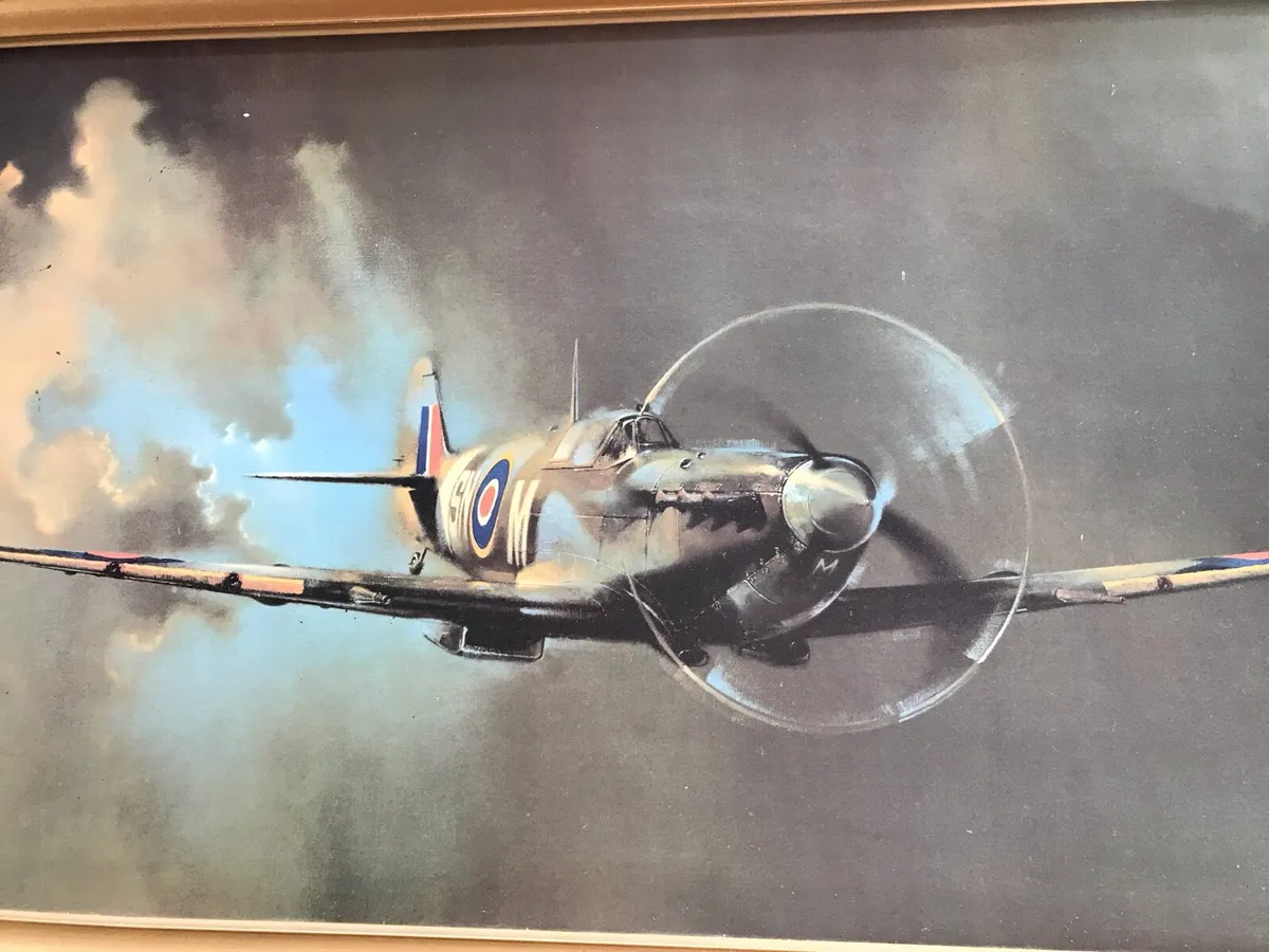 Large Framed print Barrie A.F Clarke Spitfire - Image 1