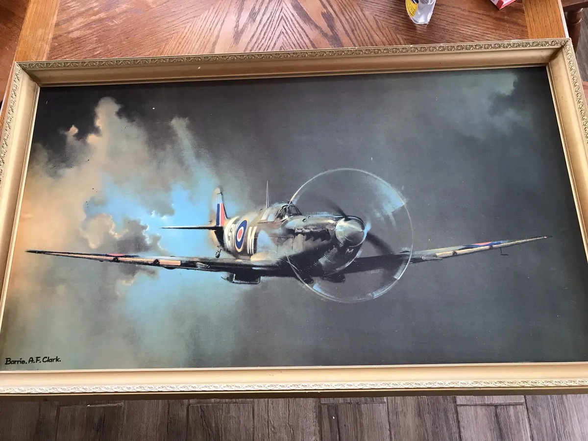 Large Framed print Barrie A.F Clarke Spitfire - Image 2