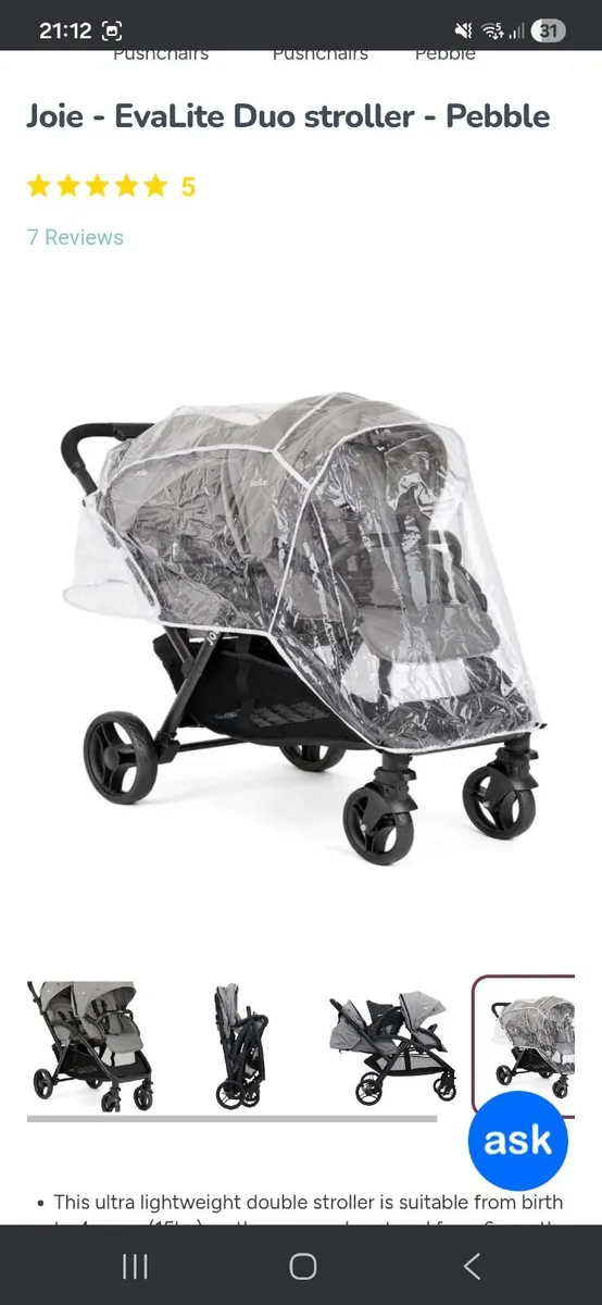 JOIE - Double buggy & JOIE i snug car seat - Image 4