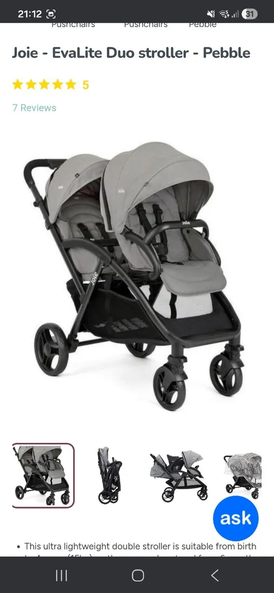 JOIE - Double buggy & JOIE i snug car seat - Image 1