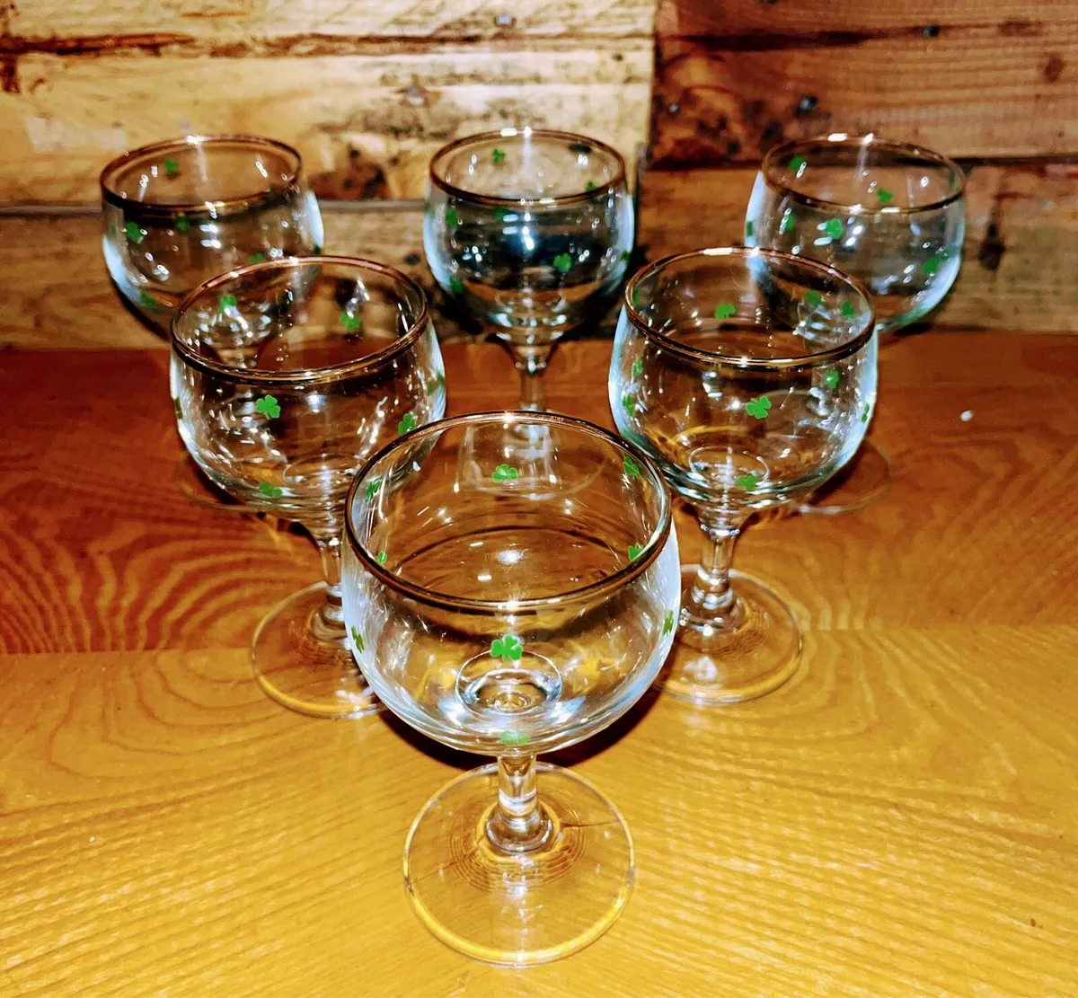 Set of 6 shamrock liquor glasses - Image 1