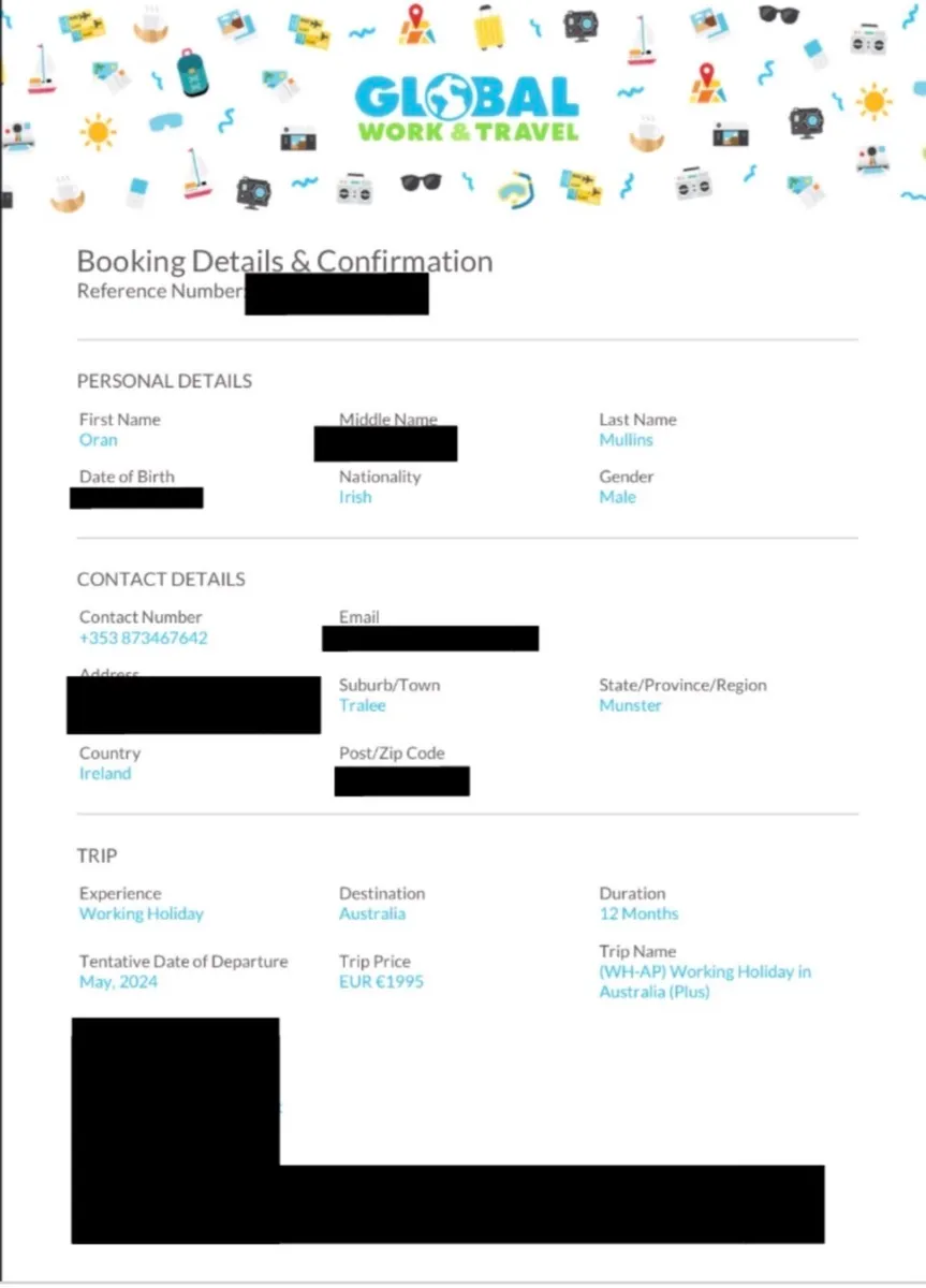 Unused Working Holiday Package (Receipt incl.) - Image 2