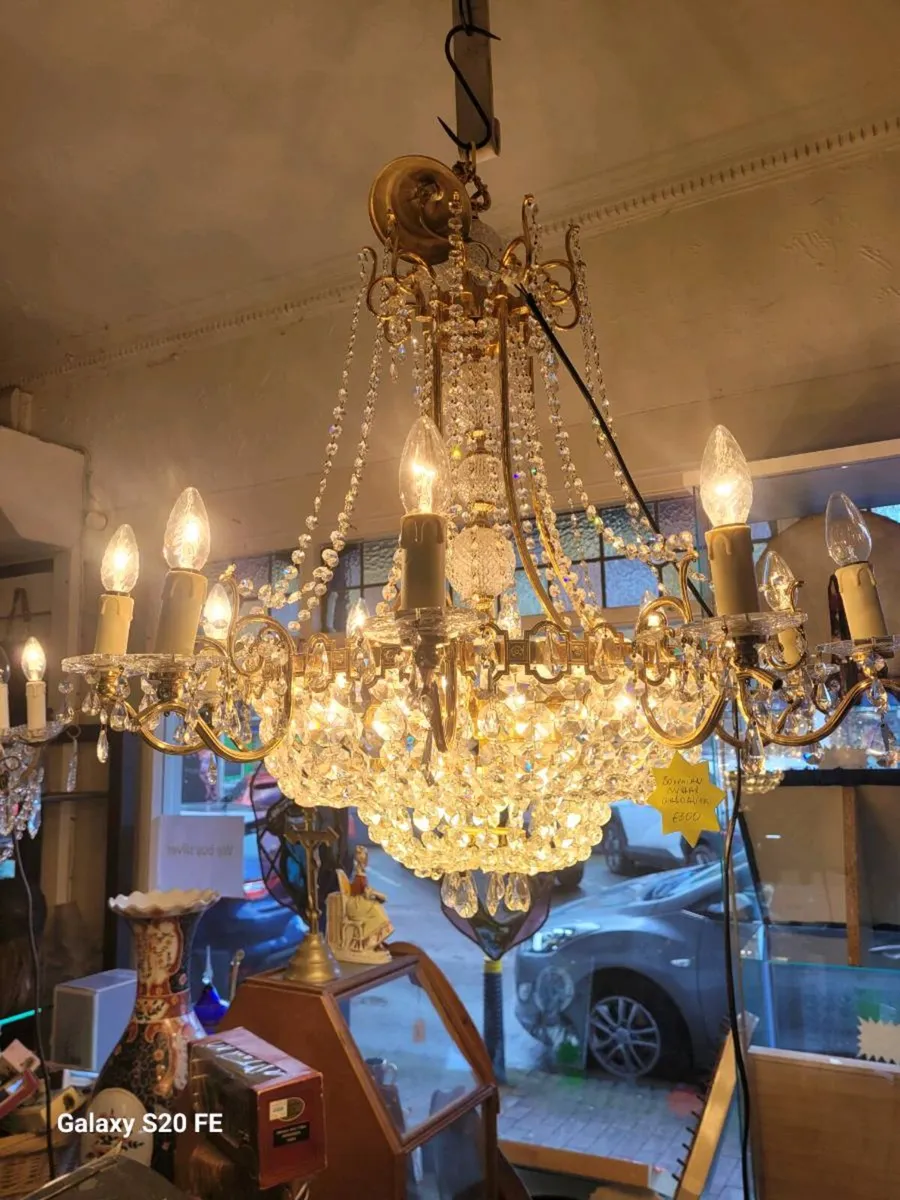 Large bohemian crystal chandalier. - Image 1
