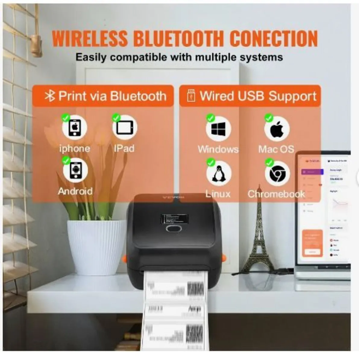 Thermal Label Printer, 300DPI for 4x6 Mailing Pack - Image 2