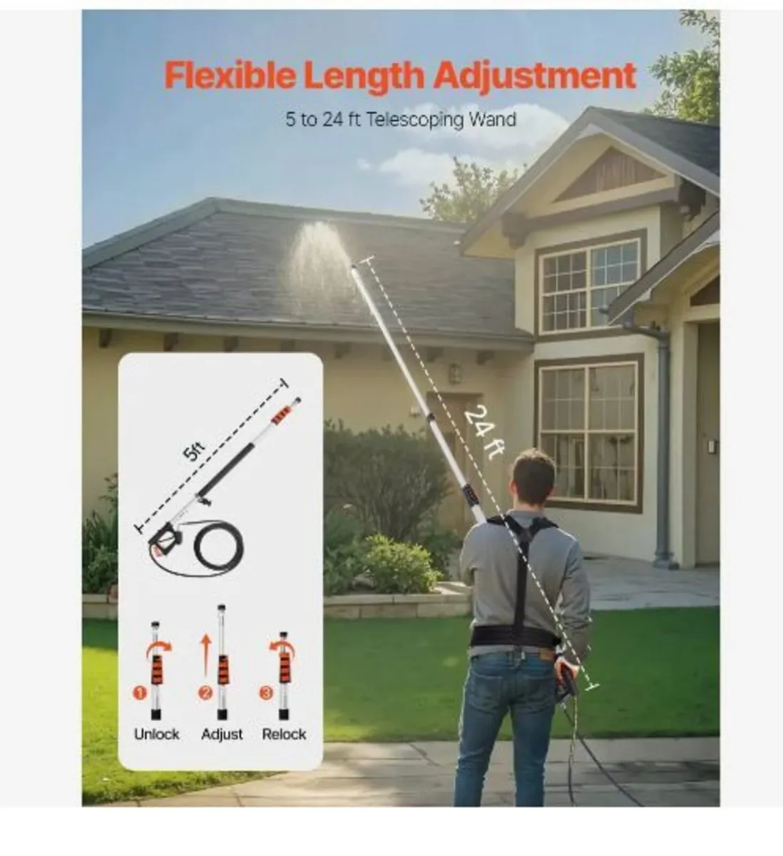 Pressure Washer Telescoping Wand, 24 ft - Image 4