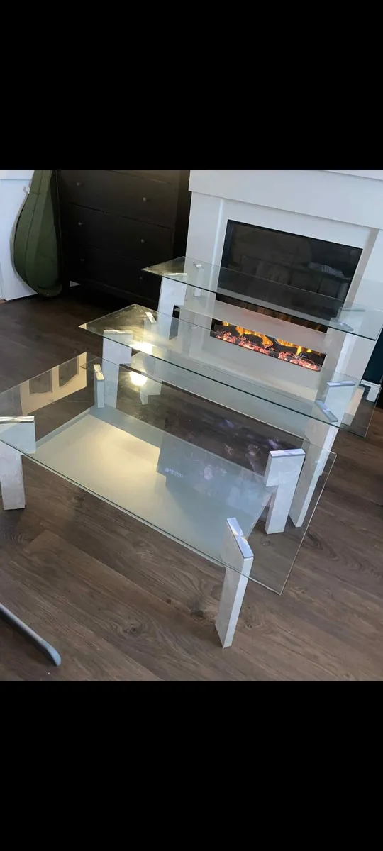 3 glass tables Coffee decoration display table - Image 1