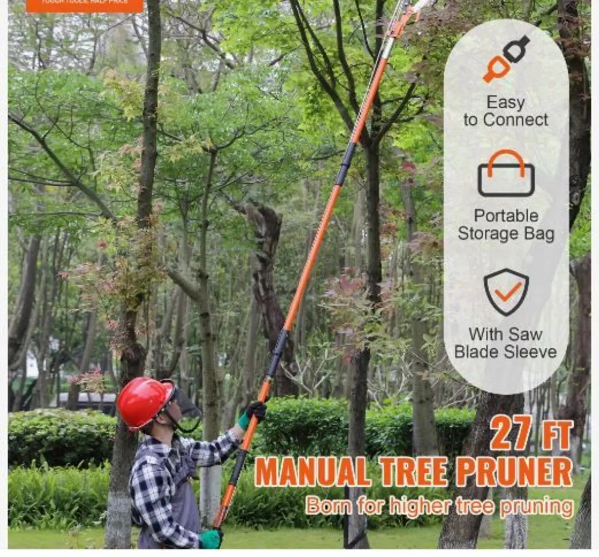 Manual Pole Saw, 2.2-8.2 m Extendable Tree Pruner - Image 2