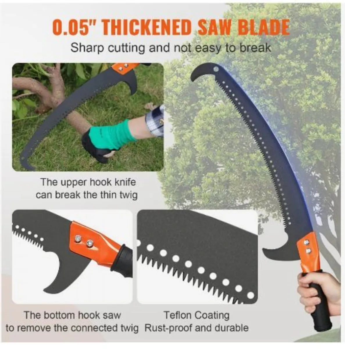Manual Pole Saw, 2.2-8.2 m Extendable Tree Pruner - Image 4