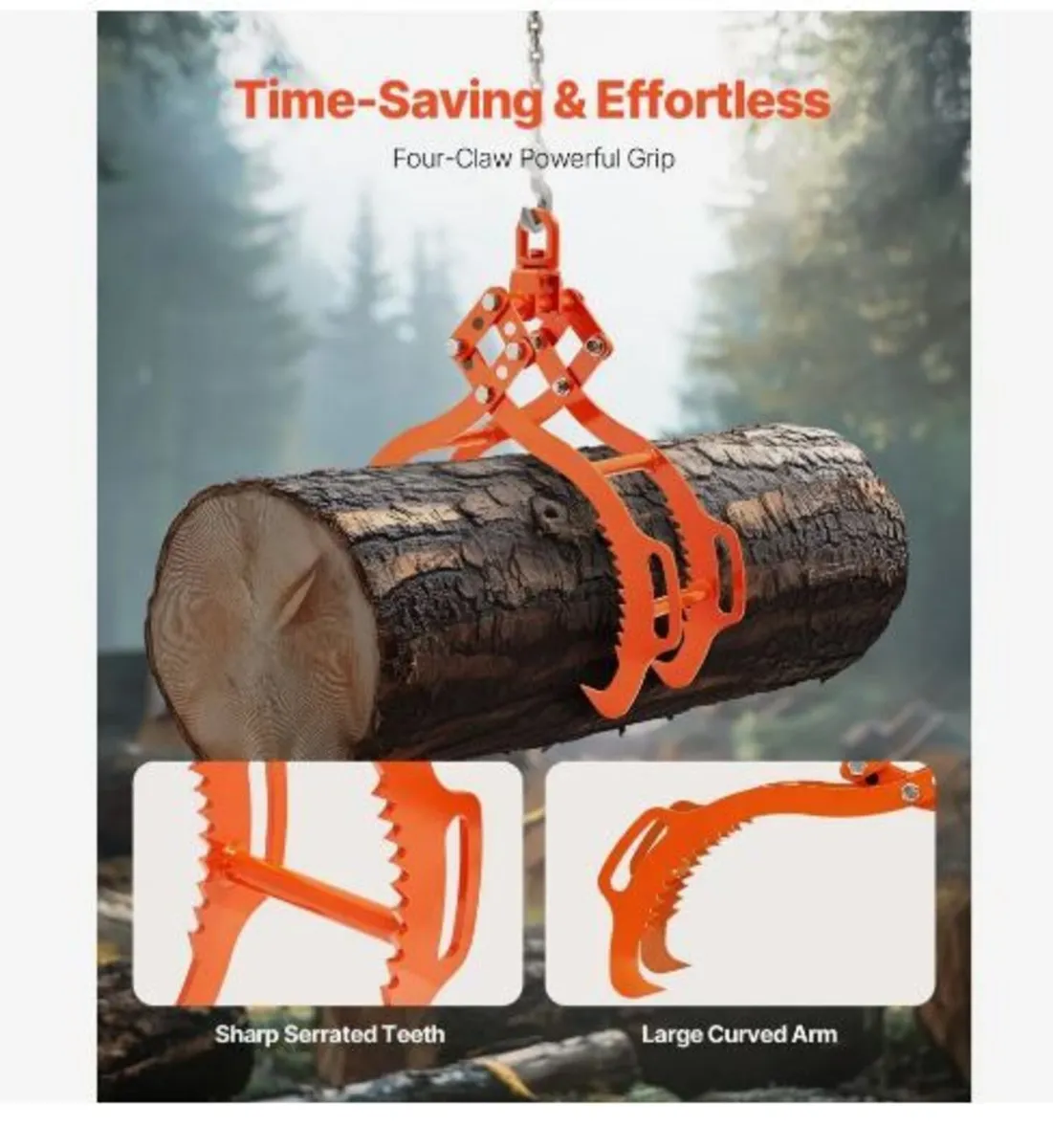28in Log Lifting Tongs, 4-Claw Log Tongs - Image 2