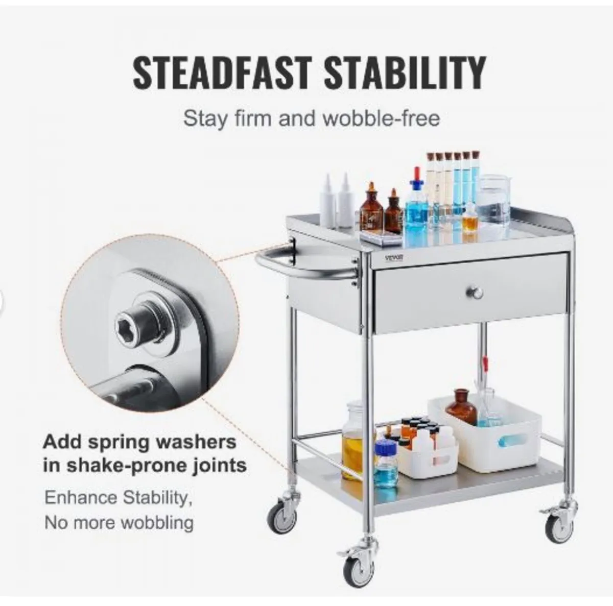 Medical Cart, 2 Layers Stainless Steel - Image 4