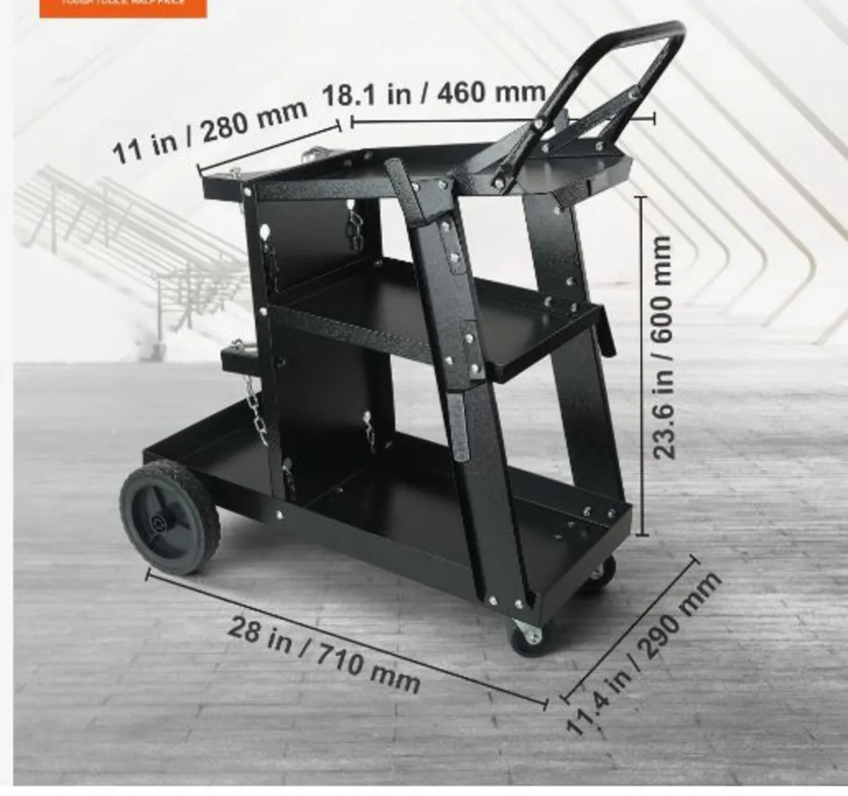 Welding Cart, 3-Tier Heavy Duty - Image 3