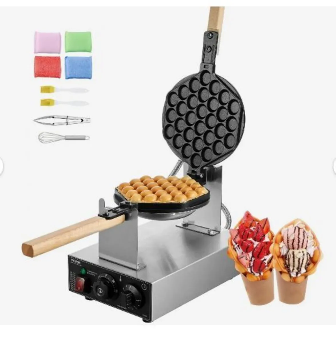 Commercial Bubble Waffle Maker, 1400W Egg - Image 1