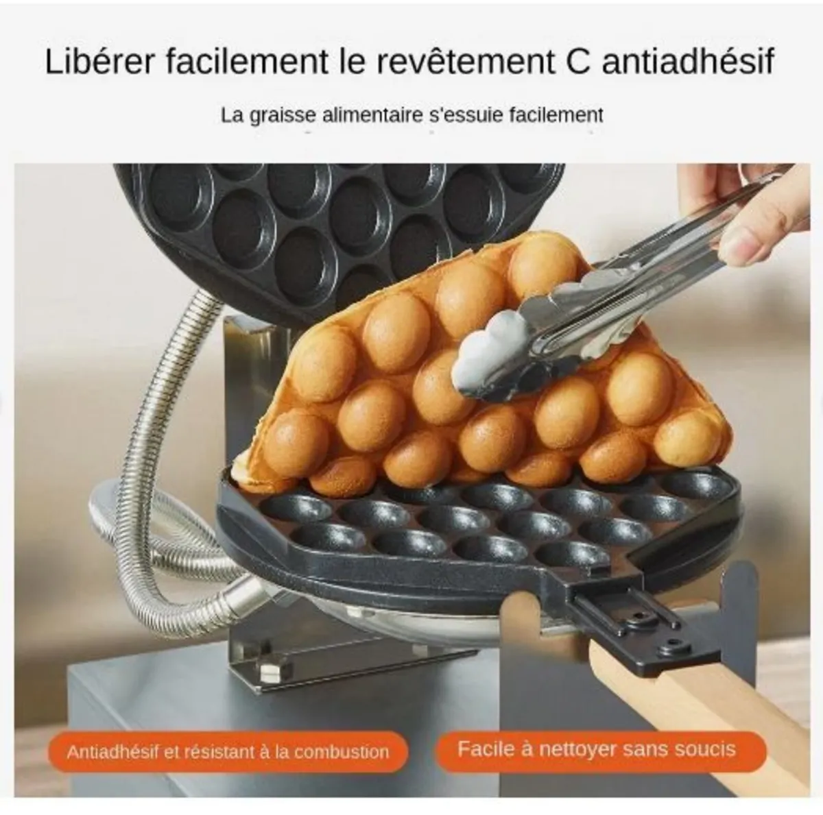 Commercial Bubble Waffle Maker, 1400W Egg - Image 2