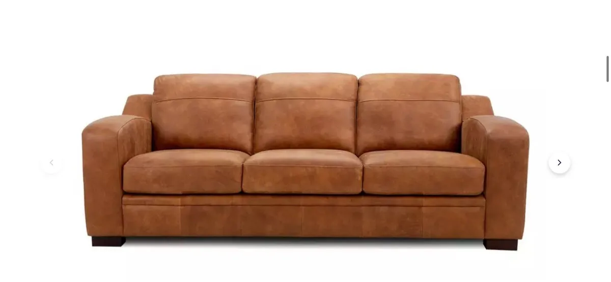 DFS tan luxurious leather 3 seater - Image 1