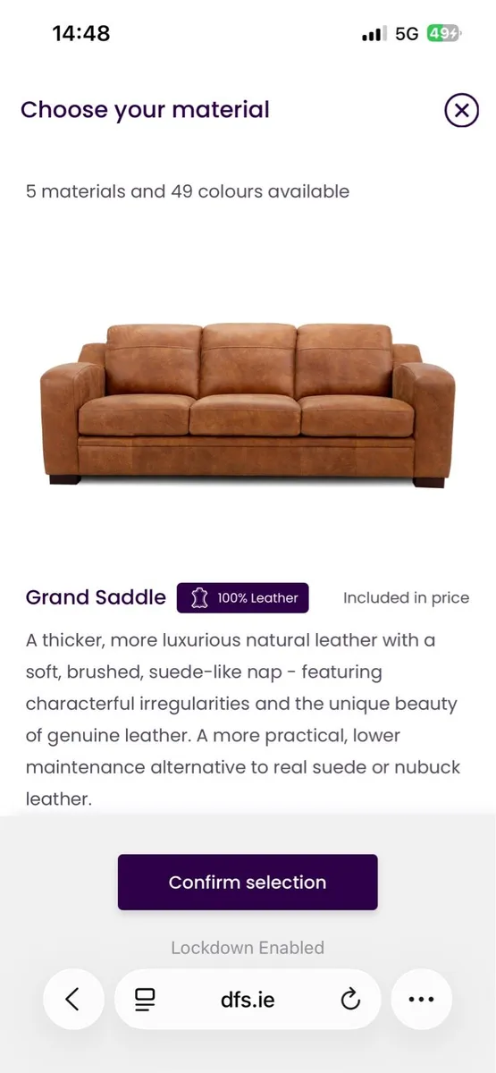 DFS tan luxurious leather 3 seater - Image 2