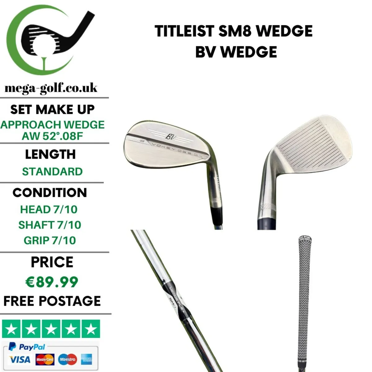 Titleist SM8 Wedge Aw 52°.08F / Bv Wedge - Image 1