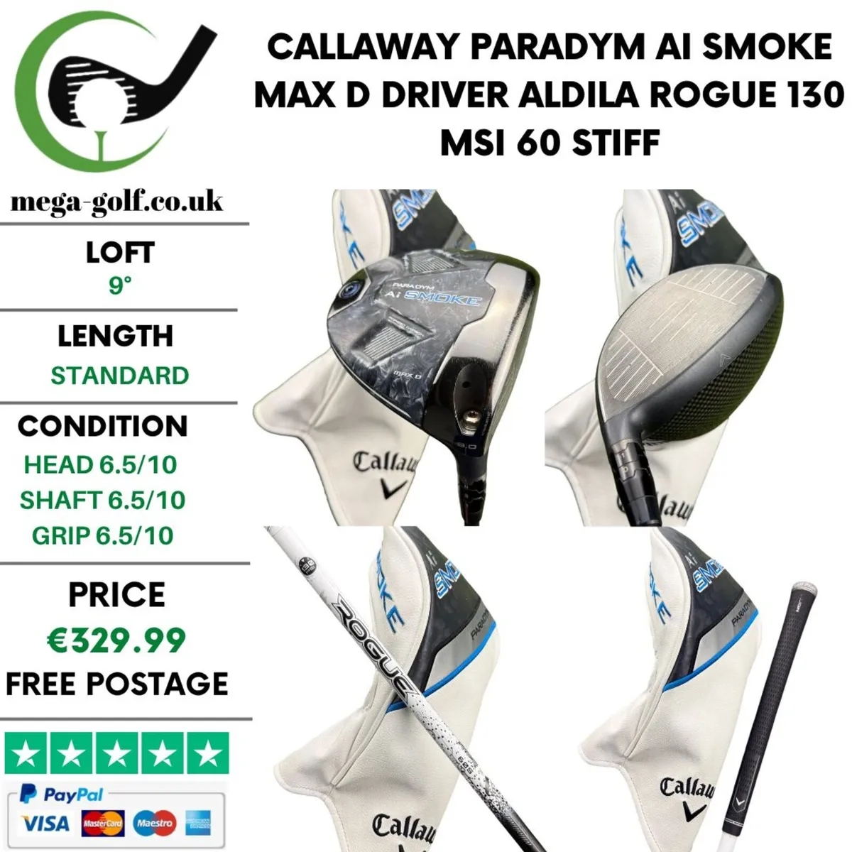 Callaway Paradym Ai Smoke Max D Driver / 9° /Stiff - Image 1