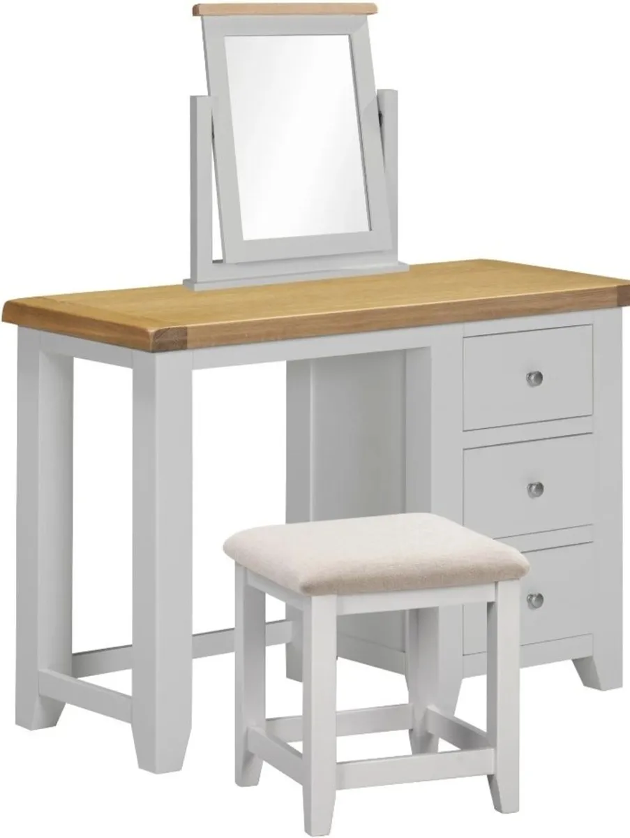 Windsor 3 Drawer Dressing Table Set Pebble Grey - Image 2