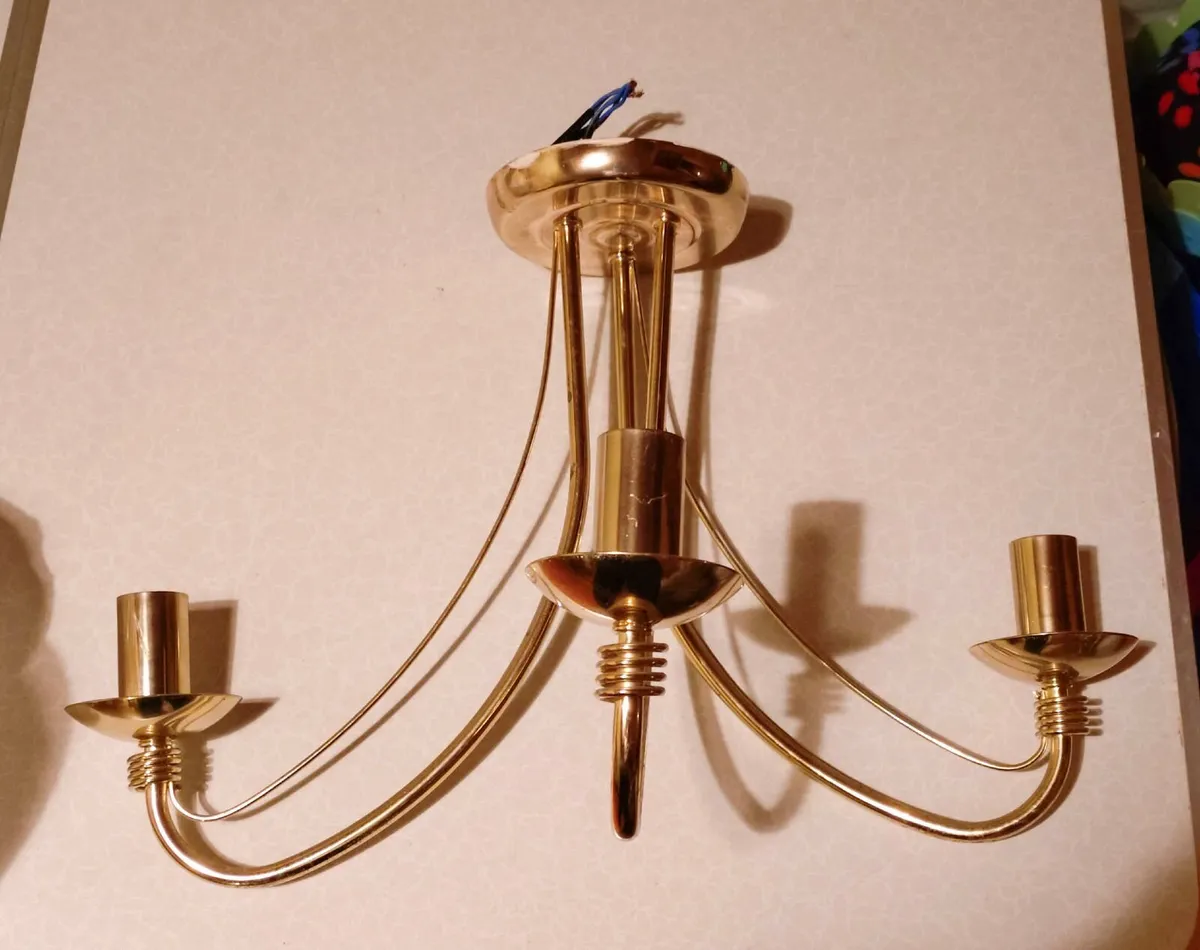 Two Gold Coloured Ceiling Lights. - Image 1