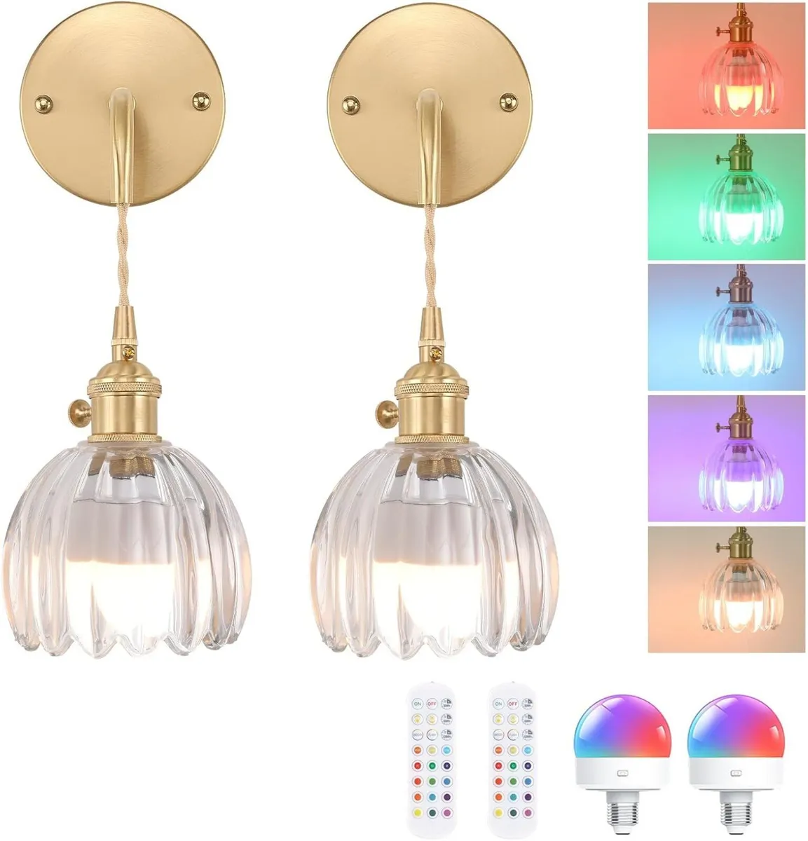 Battery Operated Wall Light Set of 2 Rechargeable - Image 1