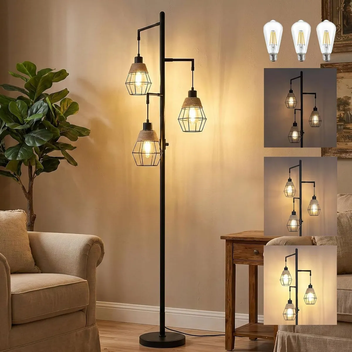Industrial Floor Lamp Stepless Dimmable Standing - Image 1