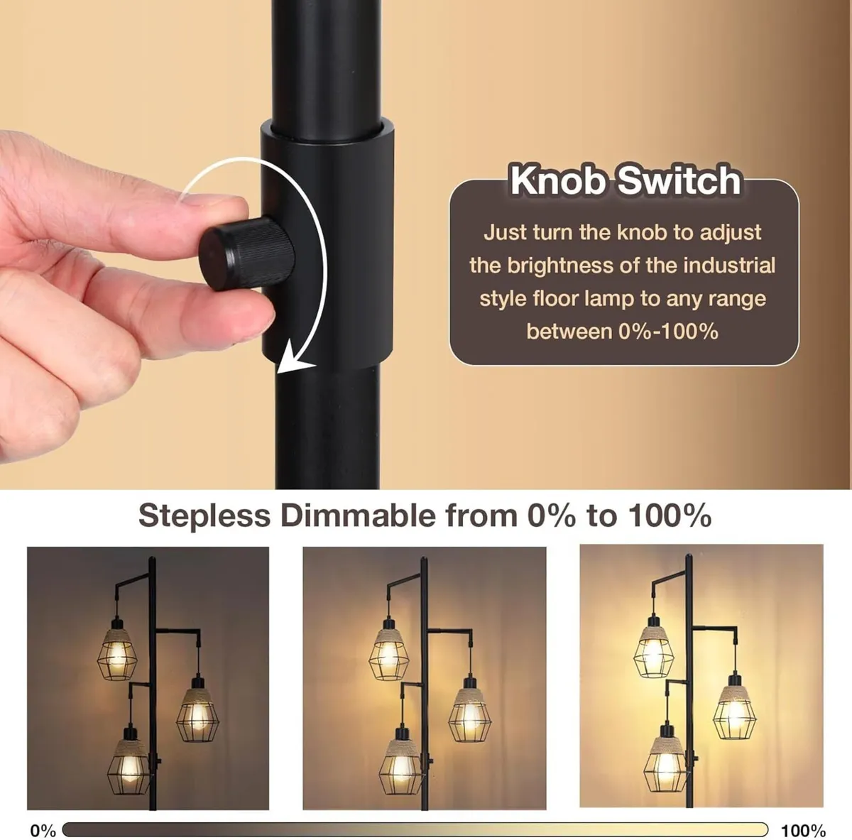 Industrial Floor Lamp Stepless Dimmable Standing - Image 2