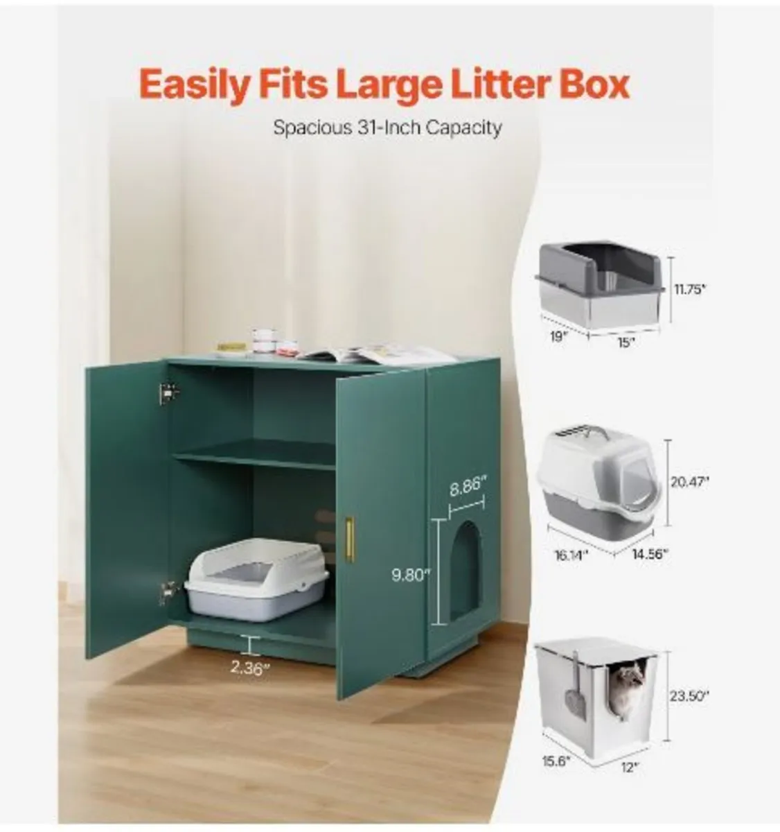 Cat Litter Box Enclosure, 80 cm - Image 4