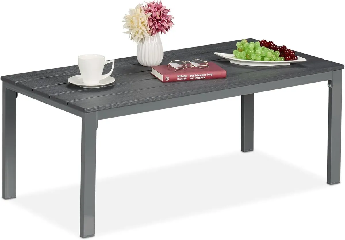 Garden Table HWD: 39 x 98 48 cm Wood Look Plastic - Image 1
