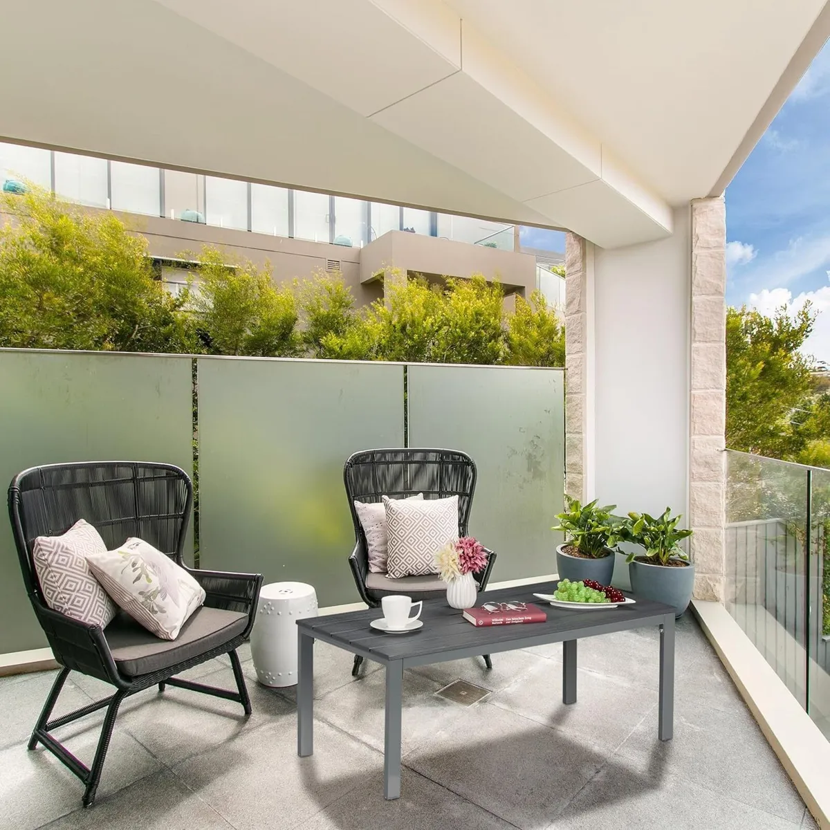 Garden Table HWD: 39 x 98 48 cm Wood Look Plastic - Image 2