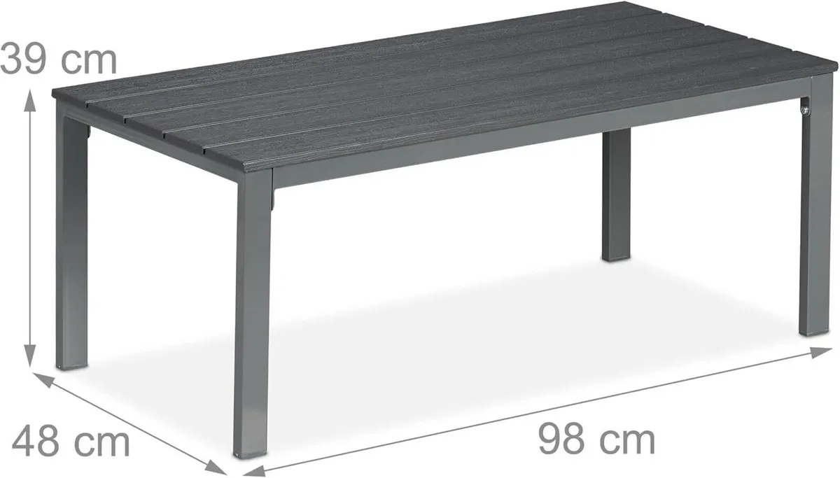 Garden Table HWD: 39 x 98 48 cm Wood Look Plastic - Image 3