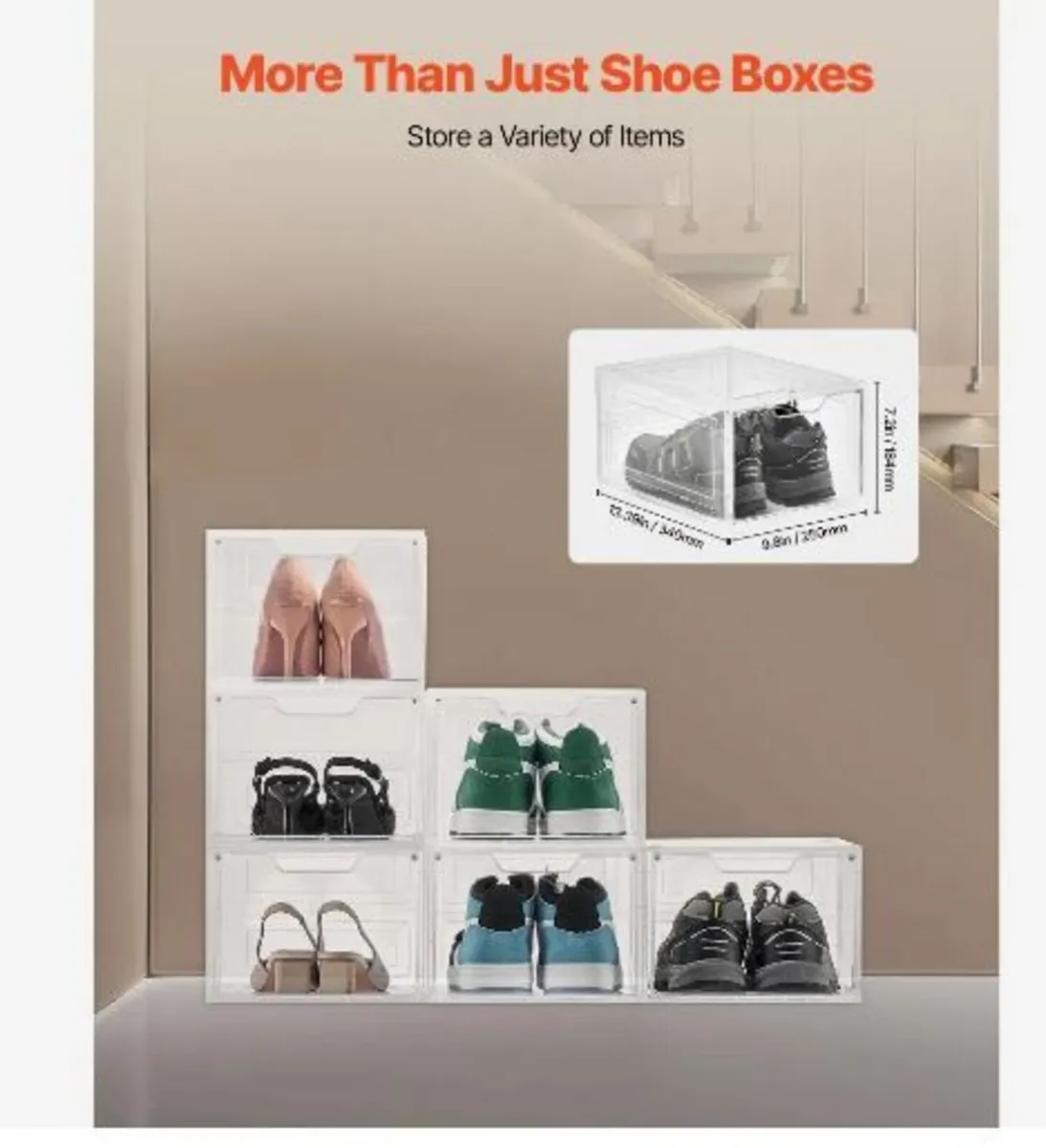 Shoe Storage Boxes, 6 Pack Clear - Image 2