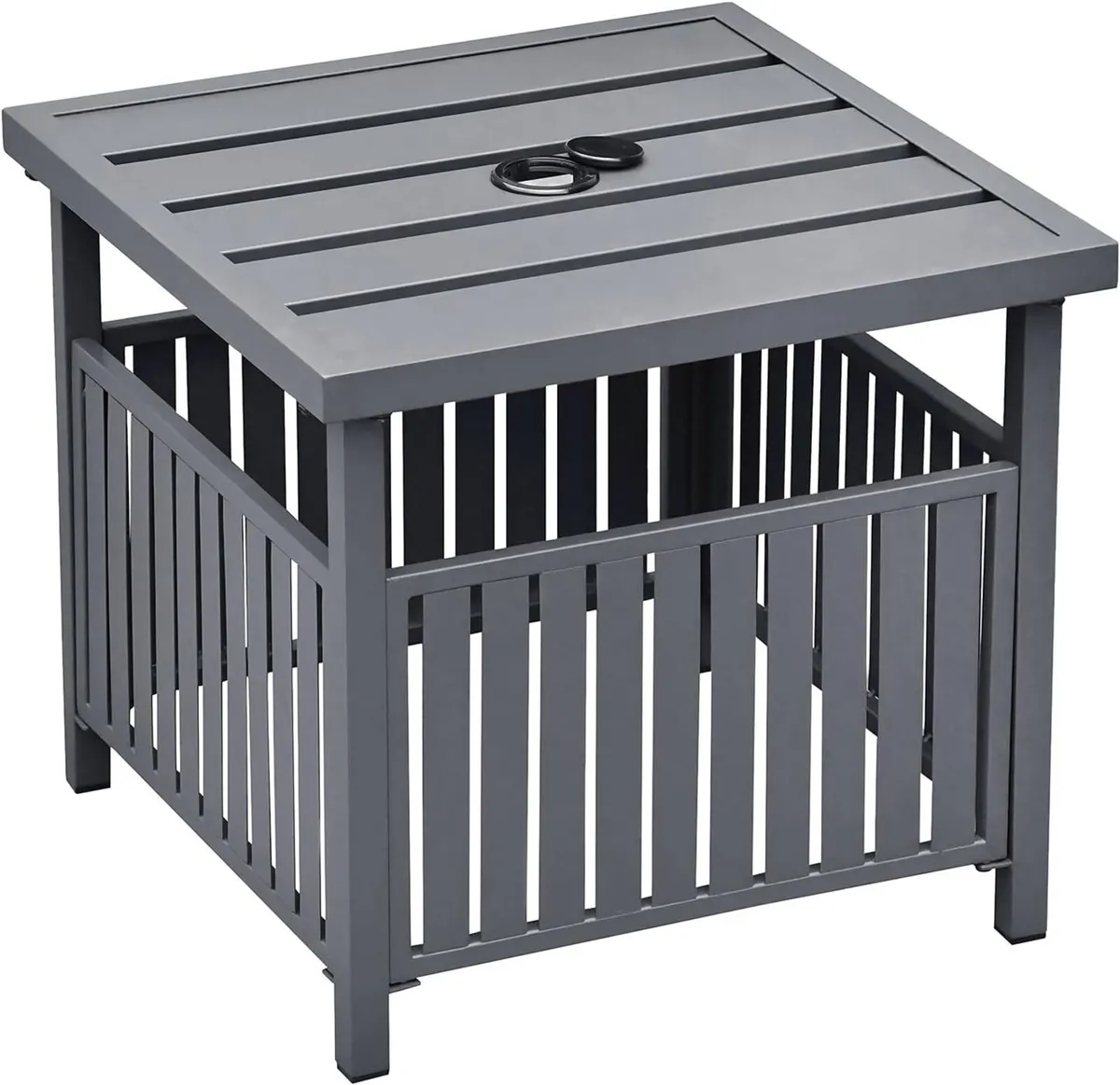 Square Side Table with 4cm Umbrella Hole Metal - Image 1