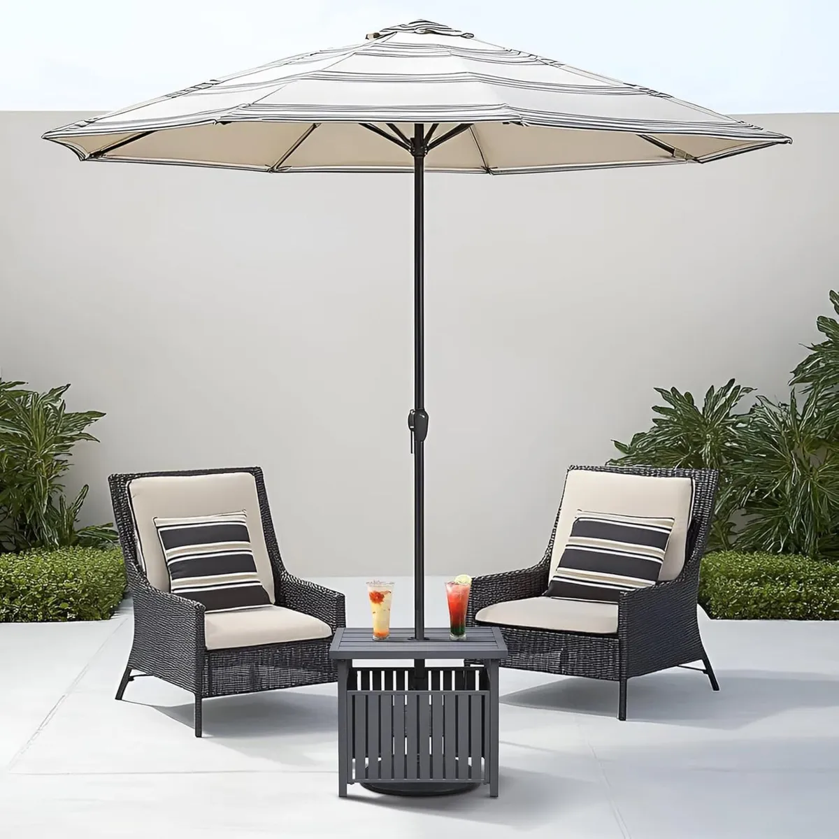 Square Side Table with 4cm Umbrella Hole Metal - Image 2