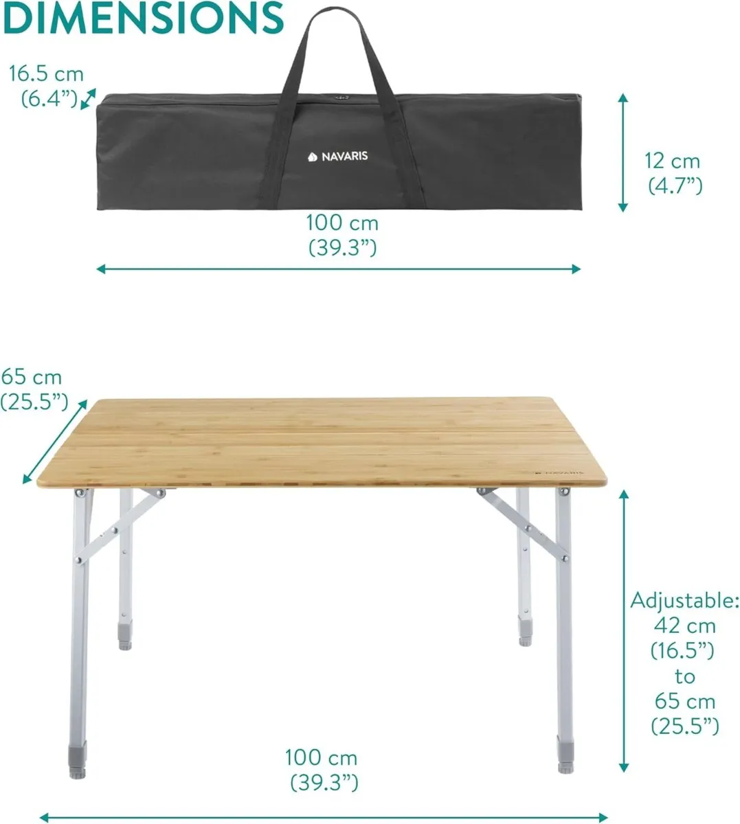 Bamboo Portable Folding Table - Camping Picnic - Image 2