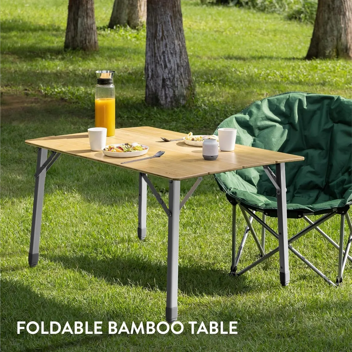 Bamboo Portable Folding Table - Camping Picnic - Image 3