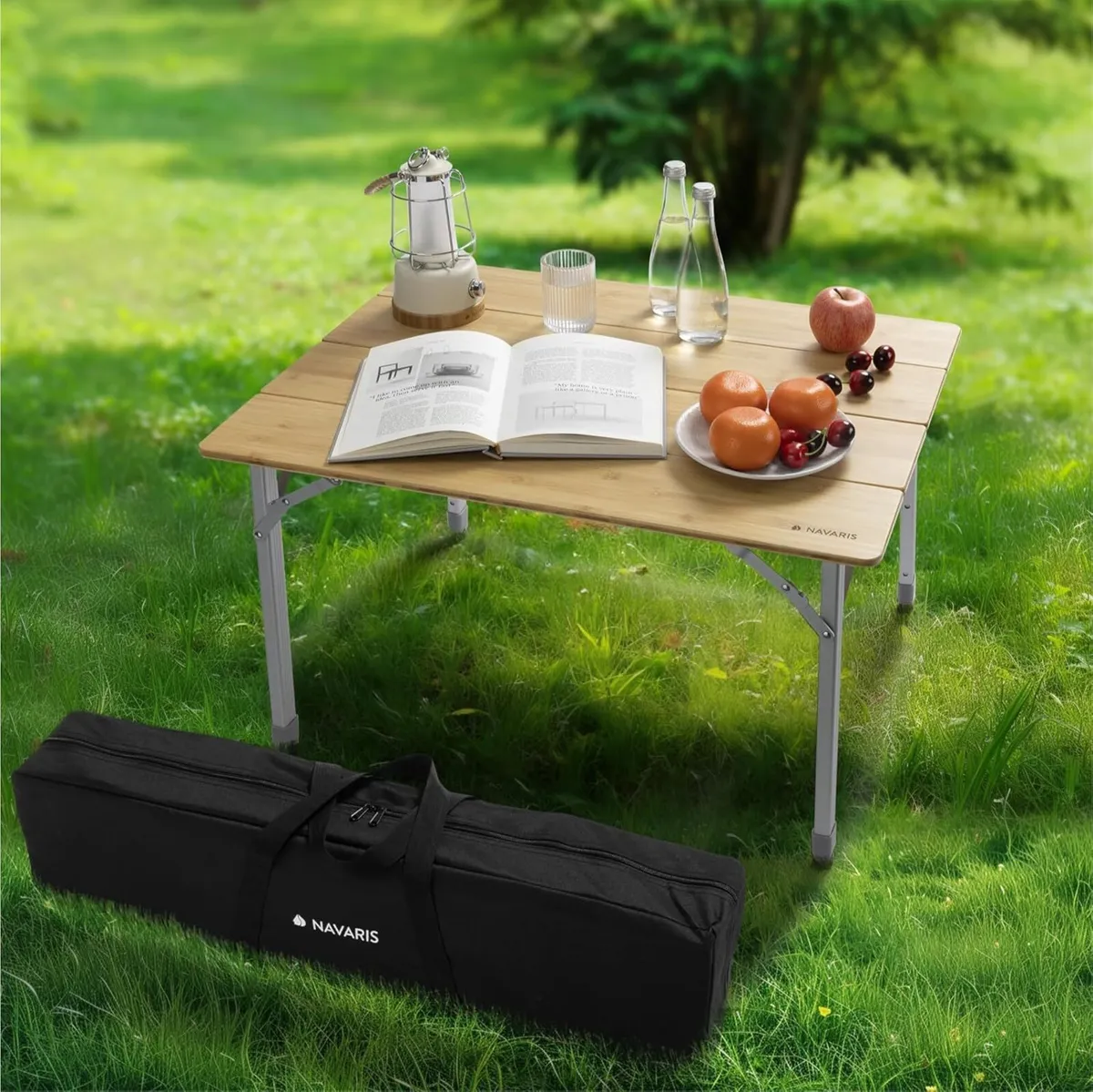 Bamboo Portable Folding Table - Camping Picnic - Image 1